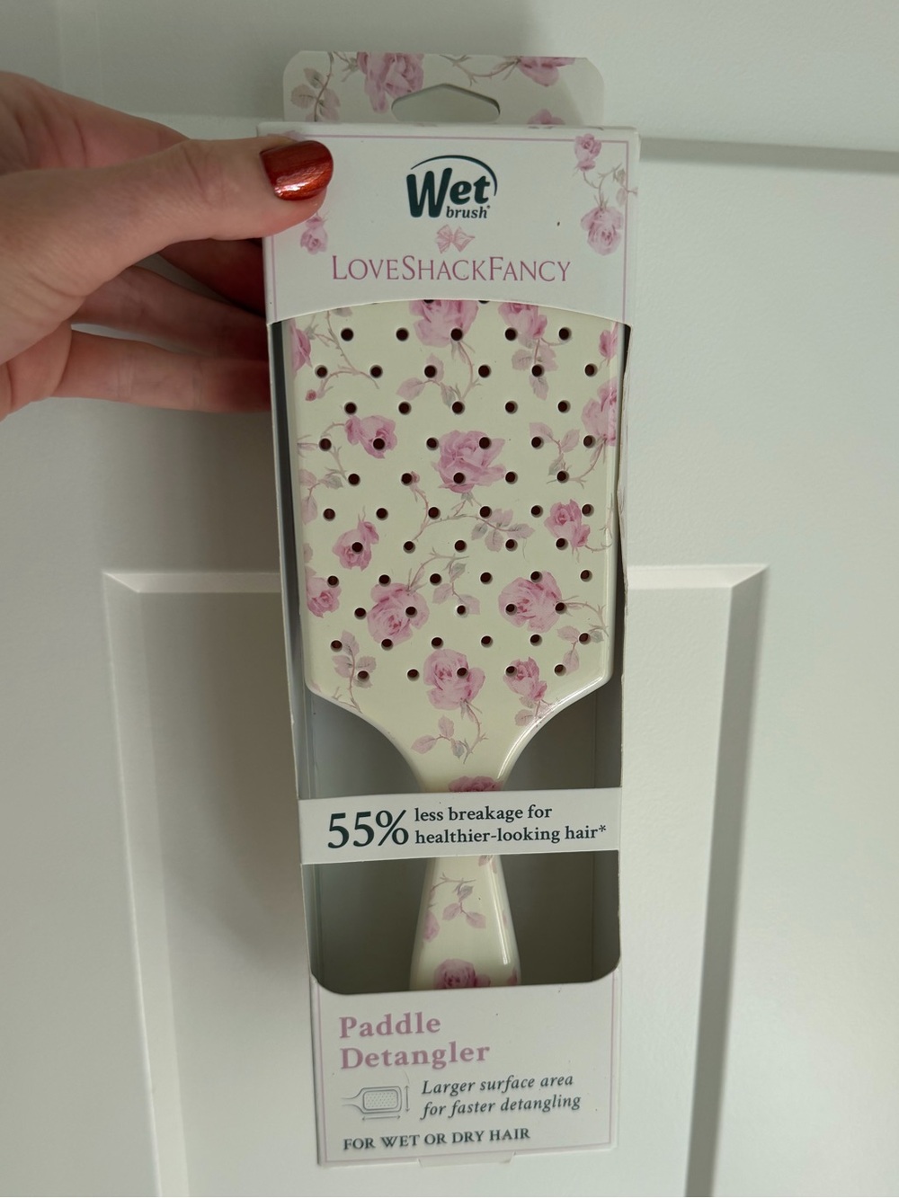 NWT LoveShackFancy WetBrush Ribbon Rosa Paddle Detangler Brush Sterling Dusk
